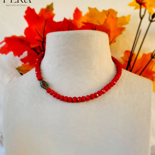 Red and Shiny Neck Shave, Glass Beads