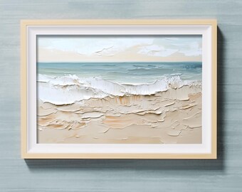 Printable Wall Art, Beach Digital Print, Home Decor, Coastal Oil Painting Decor, Vintage Art, Printable Art, Digital Download, Ocean Print