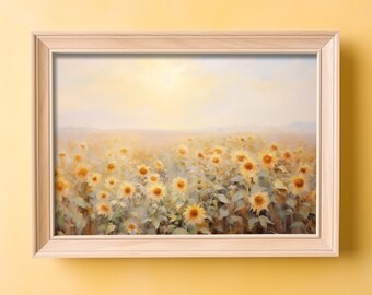 Digital Art Sunflower Wall Art, Sunflower Digital Art Download, Home Decor, Spring Decor, Vintage Decor, Printable Art, Spring Season