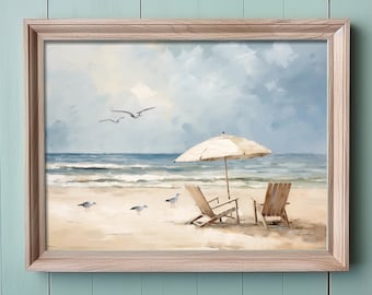 Printable Beach Wall Art, Beach Digital Art Download, Beach Chair Art, Home Decor, Coastal Decor, Vintage Decor, Printable Art, Downloadable