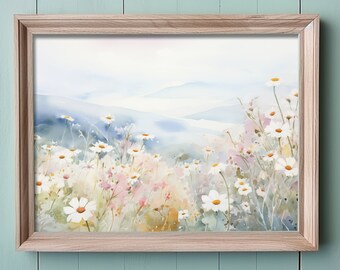 Flower Art, Printable Floral Wall Art, Floral Art Print, Home Decor, Coastal Decor, Vintage Decor, Printable Art, Flowers