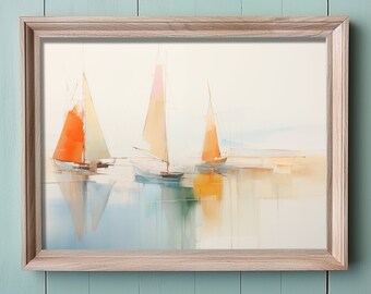 Sailboat Print, Printable Beach Wall Art, Sailboat Art Print, Coastal Decor, Vintage Decor, Printable Art, Sailboat Printable, Downloadable