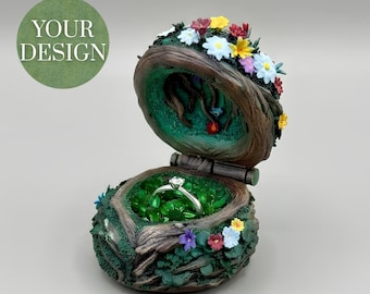 Custom ring box, design your own wedding box, unique proposal jewelry holder