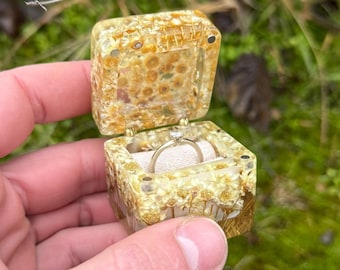 Wildflower ring holder, personalized resin proposal case, custom flower anniversary box