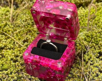 Magical ring box, real flower pocket proposal holder, custom bride keepsake case