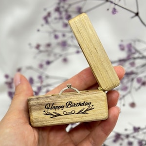 Antragsringkästchen mit Gravur, schmale Antragsringbox, Ringbox Natur, kleine Ringbox, Verlobungsringbox, Ringbox aus Holz