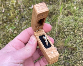 Kleine Holzbox für die Verlobung, rustikale Holzbox für die Verlobung, Ringträger Vorschlagsbox, handgemachter Ringhalter aus Holz