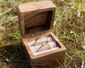 Wooden wedding ring holder, double ring box, custom ring box, engraved ring holder, personalized ring holder, wood ring box