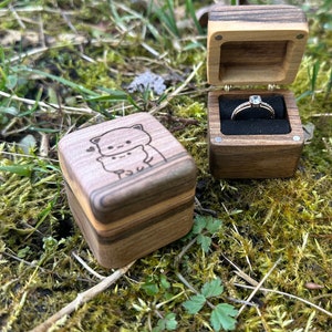 Ringschatulle mit graviertem Muster, Ringschatulle für Männer, rustikale Holzkiste, Ringkästchen, Ringkästchen