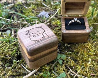Custom proposal ring box, engraved ring box, custom ring box, proposal ring box, rustic wooden box, ring bearer box