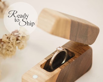 IN STOCK proposal ring box, rustic wooden box, ring bearer box, wedding ring box, wooden ring box, slim ring box