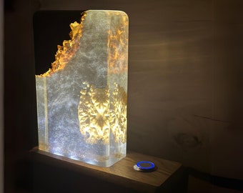 Lámpara de resina epoxi, luz nocturna de epoxi, lámpara de resina, lámpara de mesa, lámpara de noche de madera, lámpara de luz nocturna, lámpara de epoxi