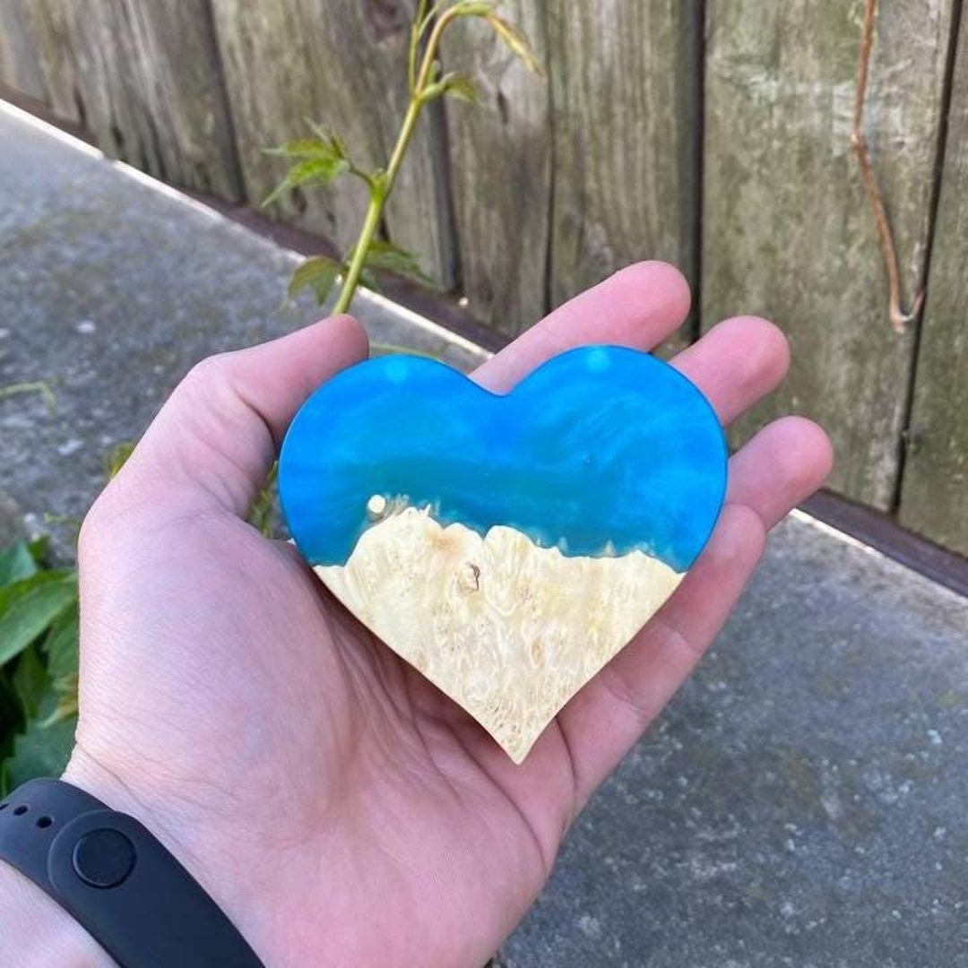 Expoxy Box Epoxy Heart Blue Box Wedding Ceremony, Ring Box Proposal, Unique ...