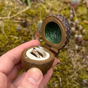 Whimsy trouwringdoos, doos bosbands, goblincore verlovingsceremonie cadeau