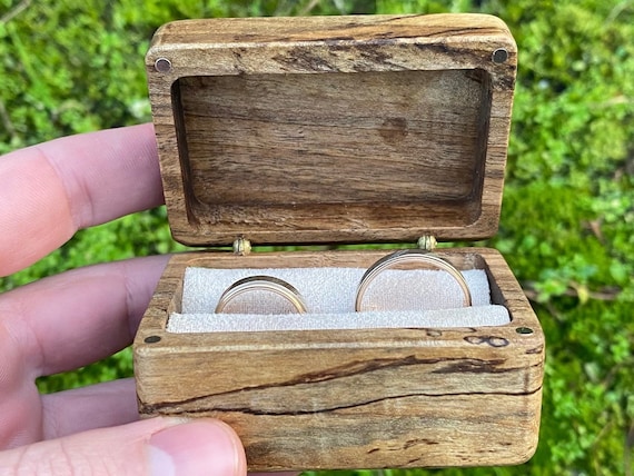 Wooden Ring Box, Walnut Ring Holder, Ring Bearer, Custom Double