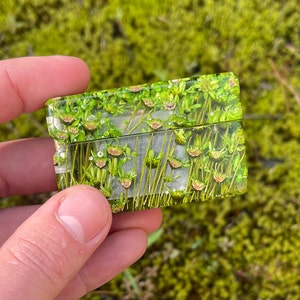 Scatola sottile per anello floreale, scatola per anello in resina epossidica per proposta, custodia per fiori selvatici, scatola in resina epossidica verde, scatola per anello naturale, regalo per San Valentino, scatola per anello tascabile