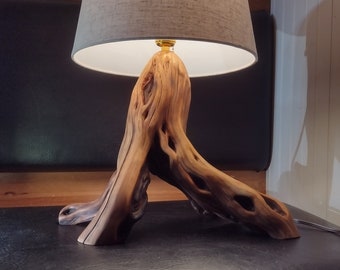 Extremely rare, one of a kind! Rustic tree branch table lamp for bedroom, living room or office