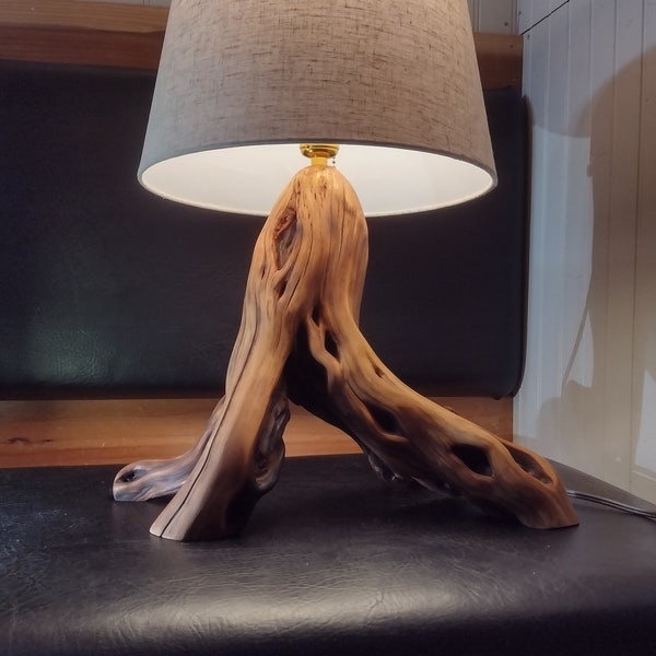 Rustic tree branch table lamp for bedroom, living room or office