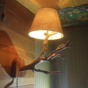 Wood Sconce hanging wall lamp, tree branch lamp