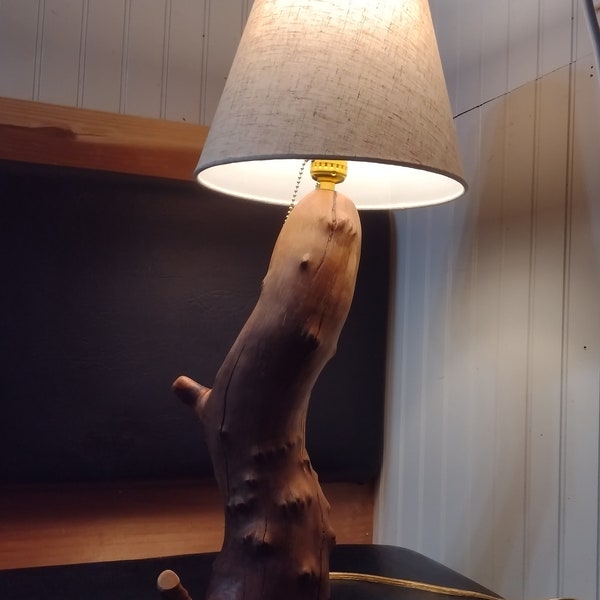 Beautiful log lamp, rustic tree branch table lamp