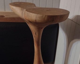 Hand Carved Madrone Wood Side Table, Tree Stump Accent Table