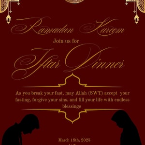 Elegant Iftar & Ramadan Party Invitation – Instant Printable Iftar Dinner Invitation, Eid Mubarak - Ramadhan Decor