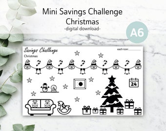 Weihnachts-Mini-Spar-Challenge A6 | Feiertagsspar-Challenge | Weihnachtsgeschenk-Spar-Challenge | minimalistischer Spar-Tracker zum Ausmalen