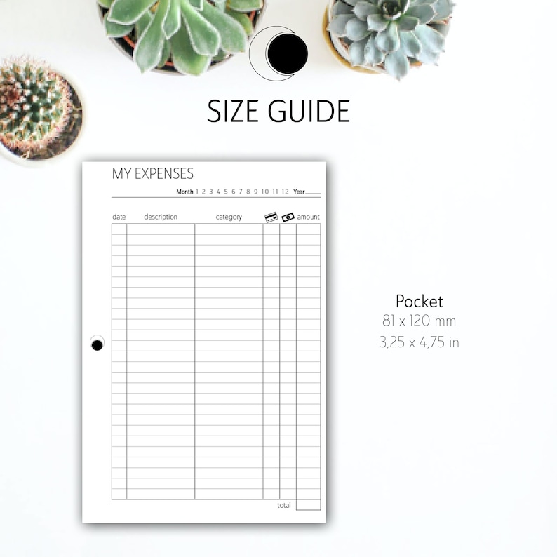 Monthly Expense Tracker for Pocket Planner | Printable Minimalist ...
