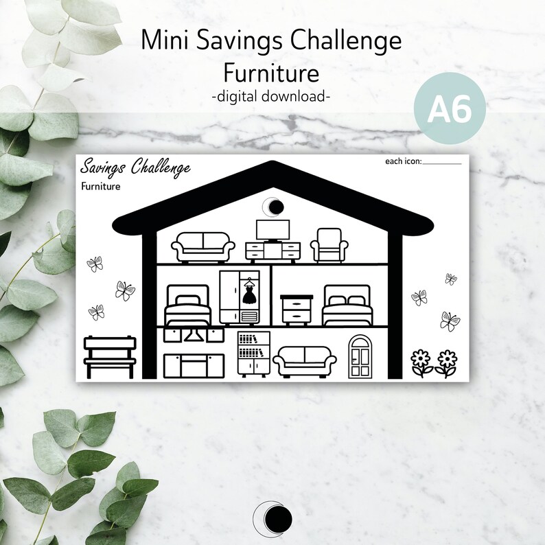 House & Furniture Savings Challenge Dream Home Money Tracker Printable