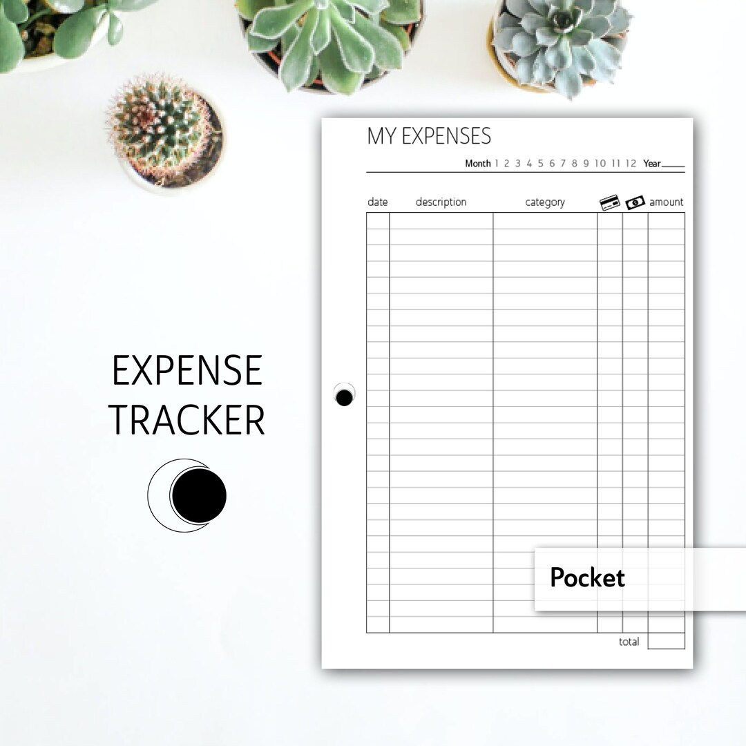 Monthly Expense Tracker for Pocket Planner | Printable Minimalist ...