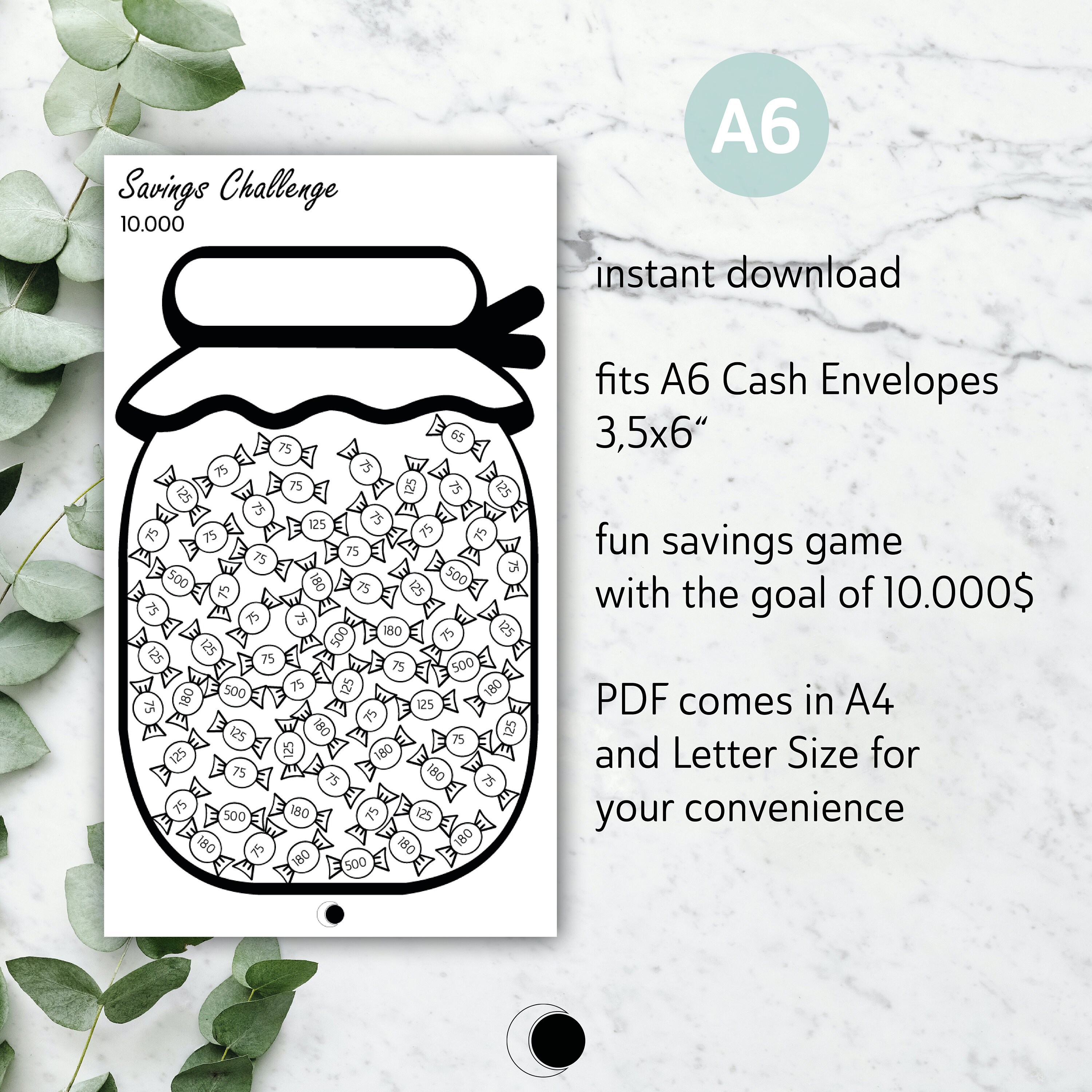 10000 Mini Savings Challenge A6 | 10k Savings Challenge | Minimalist ...