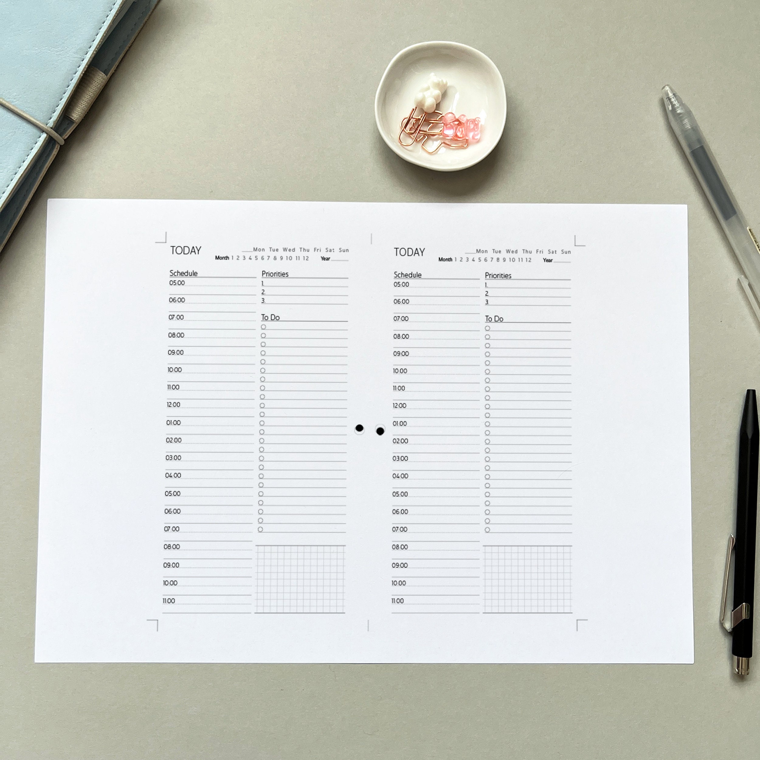 Printable Hourly Daily Personal Planner Insert Timed Daily Template ...