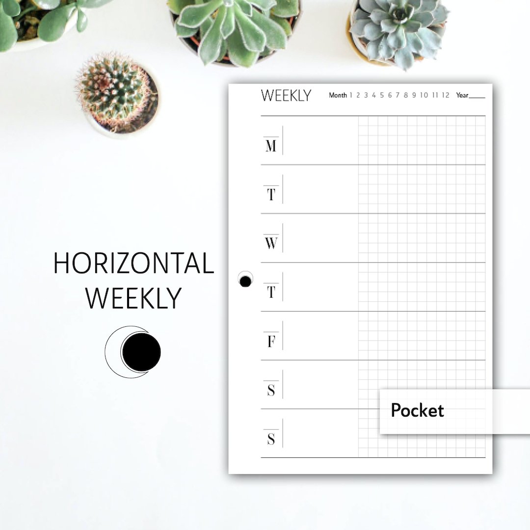 Printable Undated Weekly Planner Insert | Horizontal Weekly Template ...