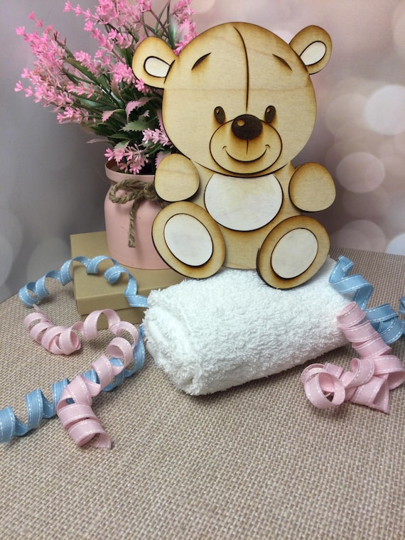 Wooden Baby Bear Gift Card Holder: Personalized New Parent Gift