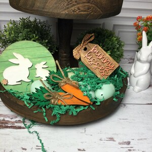 Handcrafted 4-Piece Wooden Easter Decor Set for Tiered Trays