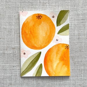 Biglietto originale dipinto a mano con agrumi arancioni per le feste - Cancelleria per tutte le occasioni, biglietto vuoto con busta, grazie, compleanno,