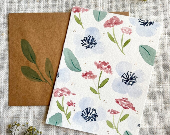 Original Hand Painted Watercolor Floral Anemone Pattern Card - All ...