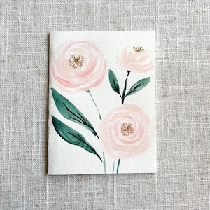 Original handgemalte Aquarell Rose Karte - Alles Anlass, Blanko Karte mit Umschlag, Danke, Geburtstag, Hochzeit