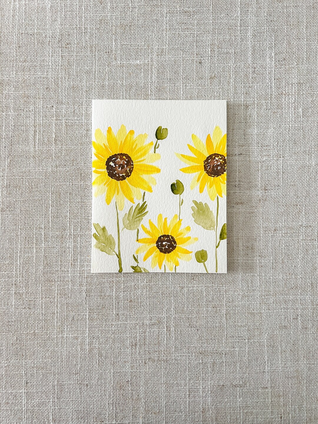 Hand-painted Original Watercolor Sunflower Card - Blank All Occasion ...