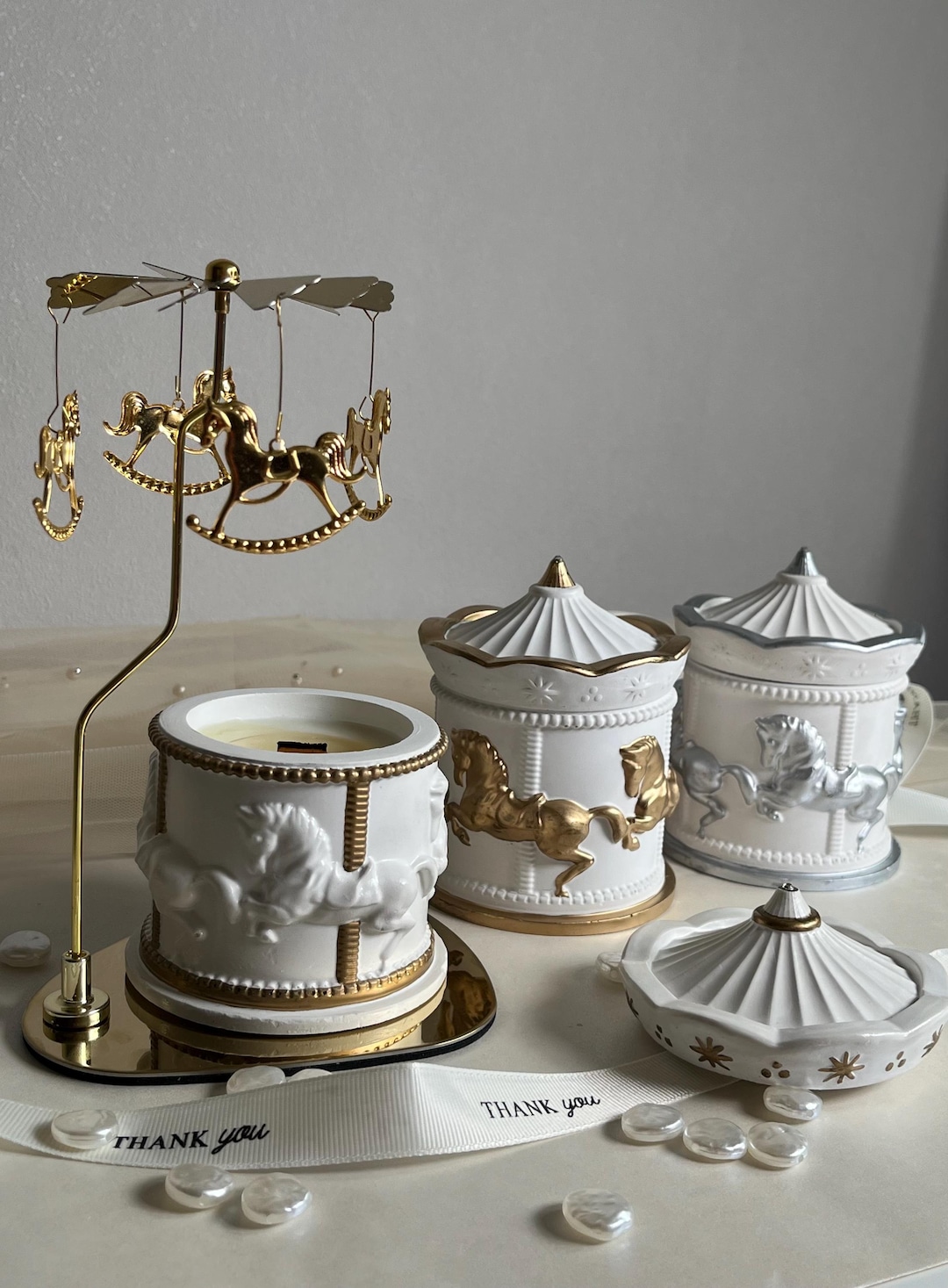 Soy Wax Carousel Candle Jar With Lid | Ceramic Container Candle ...