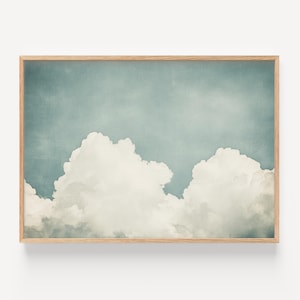 Vintage Cloud Print, Wall Art, Sky Wall Art, Bedroom Wall Art, Living Room Decor, Moody Sky Landscape Painting, Large Cloud Poster