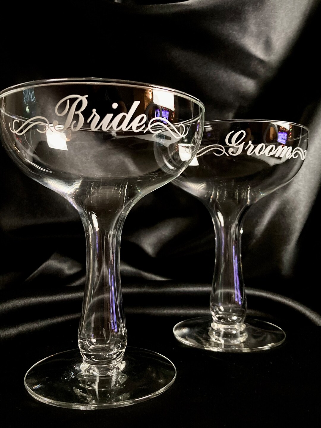 Vintage Wedding Coupe Glasses Bride and Groom Champagne Etsy
