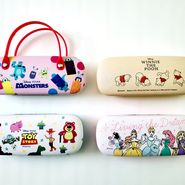 NEW Disney Princess Winnie the Pooh Monsters Inc Clamshell Hard Glasses Case Handle Kids Pixar