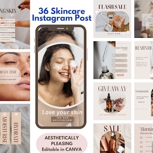 Esthetician Instagram Post Templates | Skincare Social Media | Skincare Instagram Template | Esthetician Instagram Post |Spa Instagram Canva
