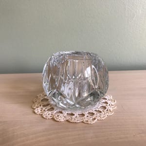 Vintage Homco Round Crystal Votive Tealight Candleholder Heavy Piece