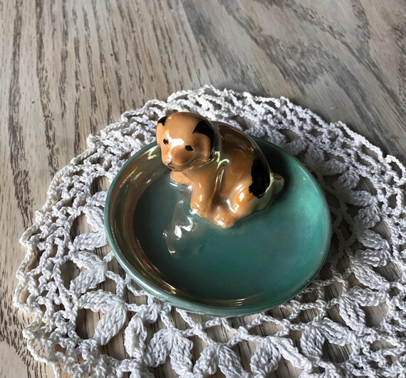 Noritake Deco Era Lusterware Puppy Dog Pin Trinket Dish