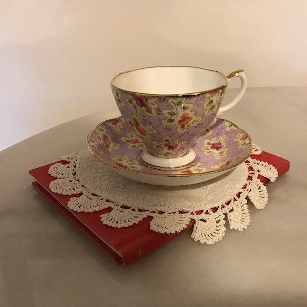 Royal Albert Vintage Florals Lilac Bone China Teacup and Saucer