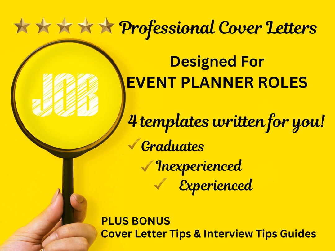 EVENT PLANNER COVER Letters Prefilled Job Application 4 Etsy