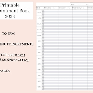Printable Appointment book 2023, 15 Minute Interval, Small Business Appointments, PERSONALIZED 2023 Appointment Planner, US Letter 8.5x11.