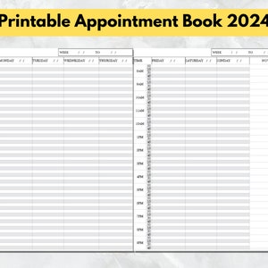 印刷可能な予定表 2024、15 分間隔、中小企業の予定、パーソナライズされた 2024 予定プランナー、US レター 8.5x11